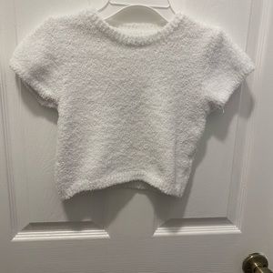 Forever 21 Fuzzy Cropped Lounge Tee, Size Small